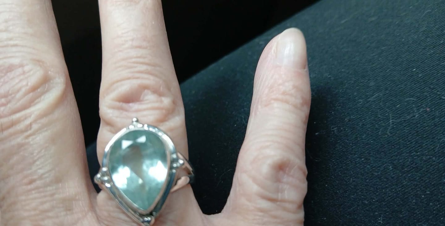 Customer photo review of Teardrop Aquamarine Ring Sterling Silver