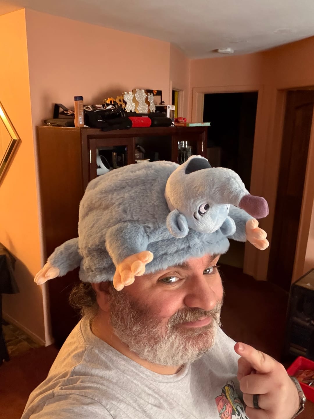 Customer photo review of Disney's A Goofy Movie "Lester's Possum Pal" – Plush Hat