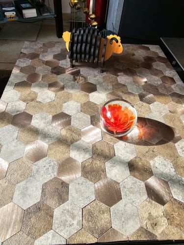 Customer photo review of Mosaique Adhésive Hexagone Cuivre Marron Pour Crédence De Cuisine