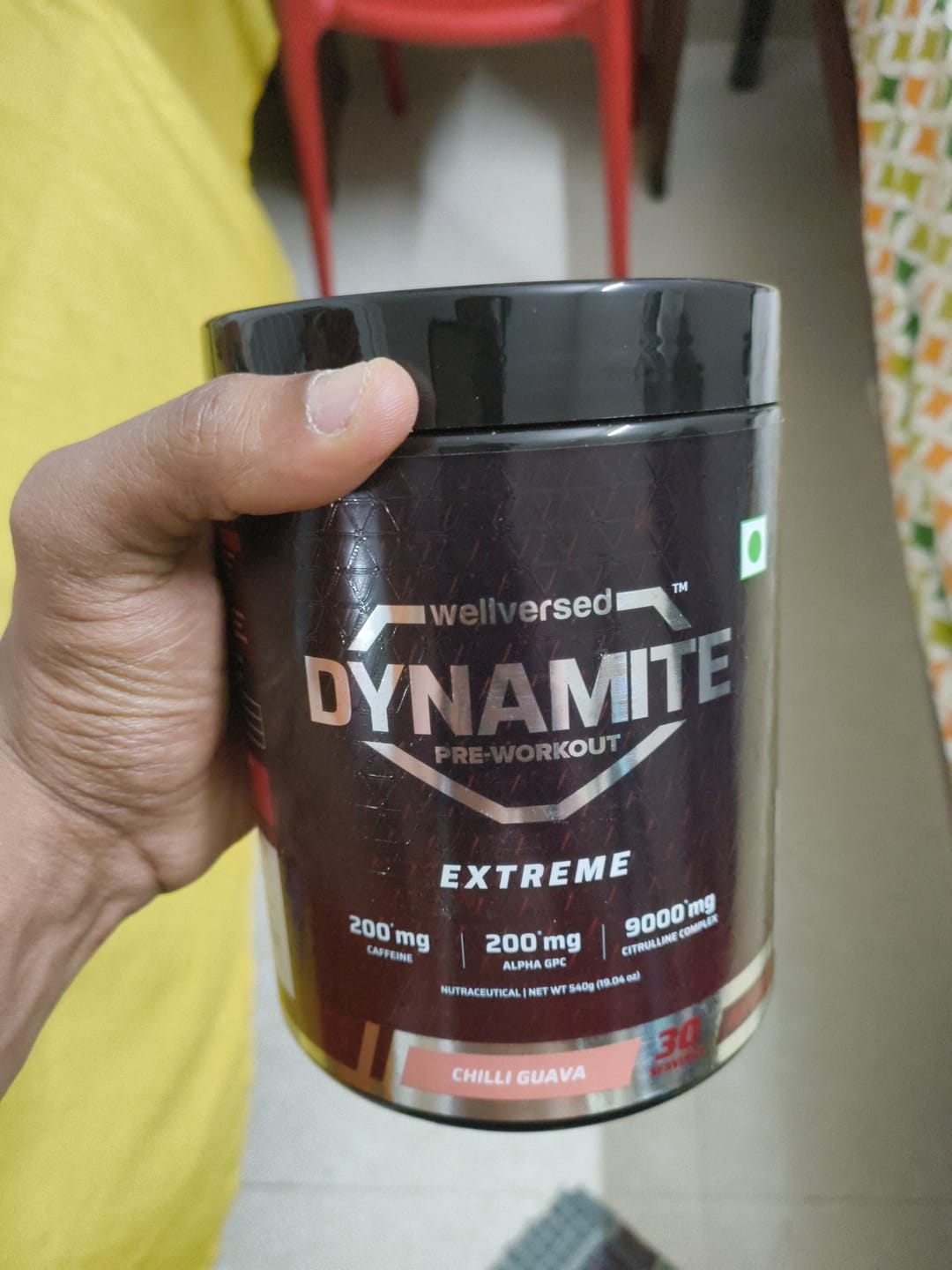 Customer photo review of Dynamite Pre-Workout EXTREME (540g, 30 Servings) | Chilli Guava