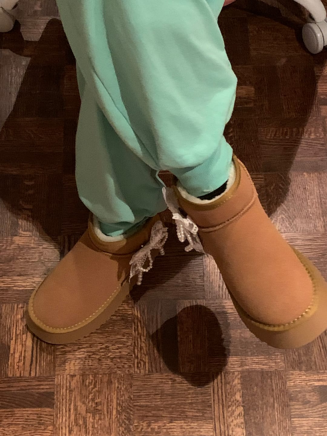 Customer photo review of Pretty Bow Ultra Soft Brown Winter Boots - Women's