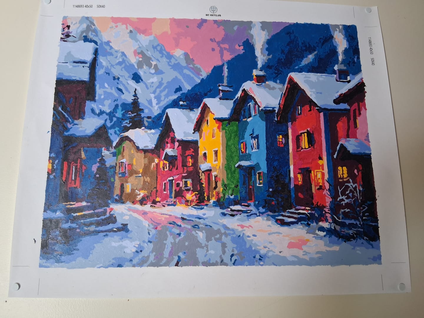 Customer photo review of Colorful winter village | Paint by Number
