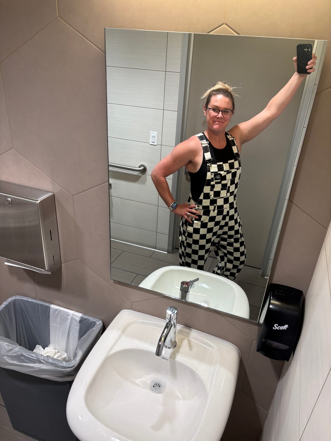 Customer photo review of Born Bad Washed Overalls - Checkered