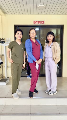 Customer photo review of Tapered MoveTech® Scrub Pants - Women / Garnet