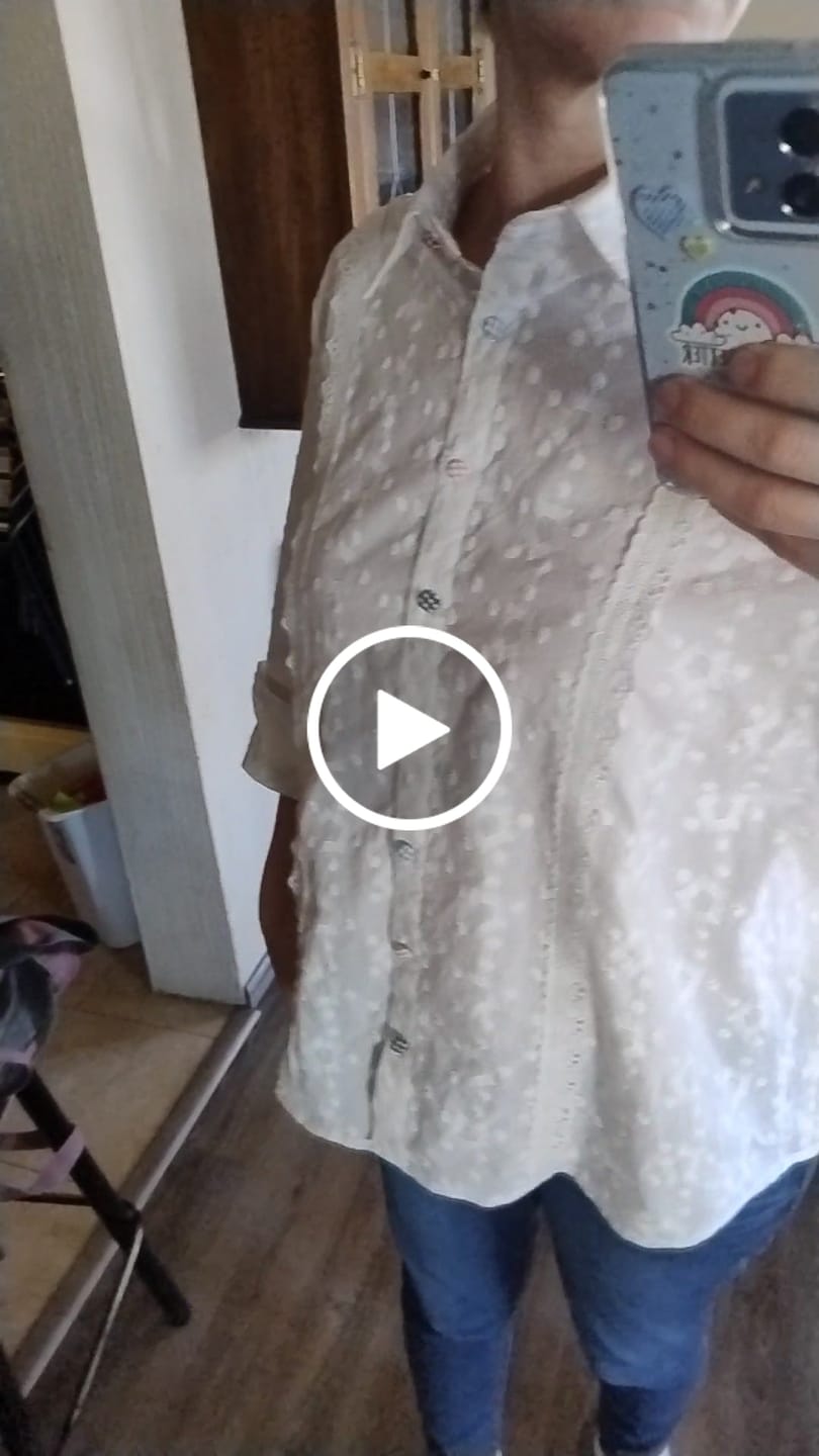 Customer video review of Plus Size Women Spring Artsy Embroidery Shirt