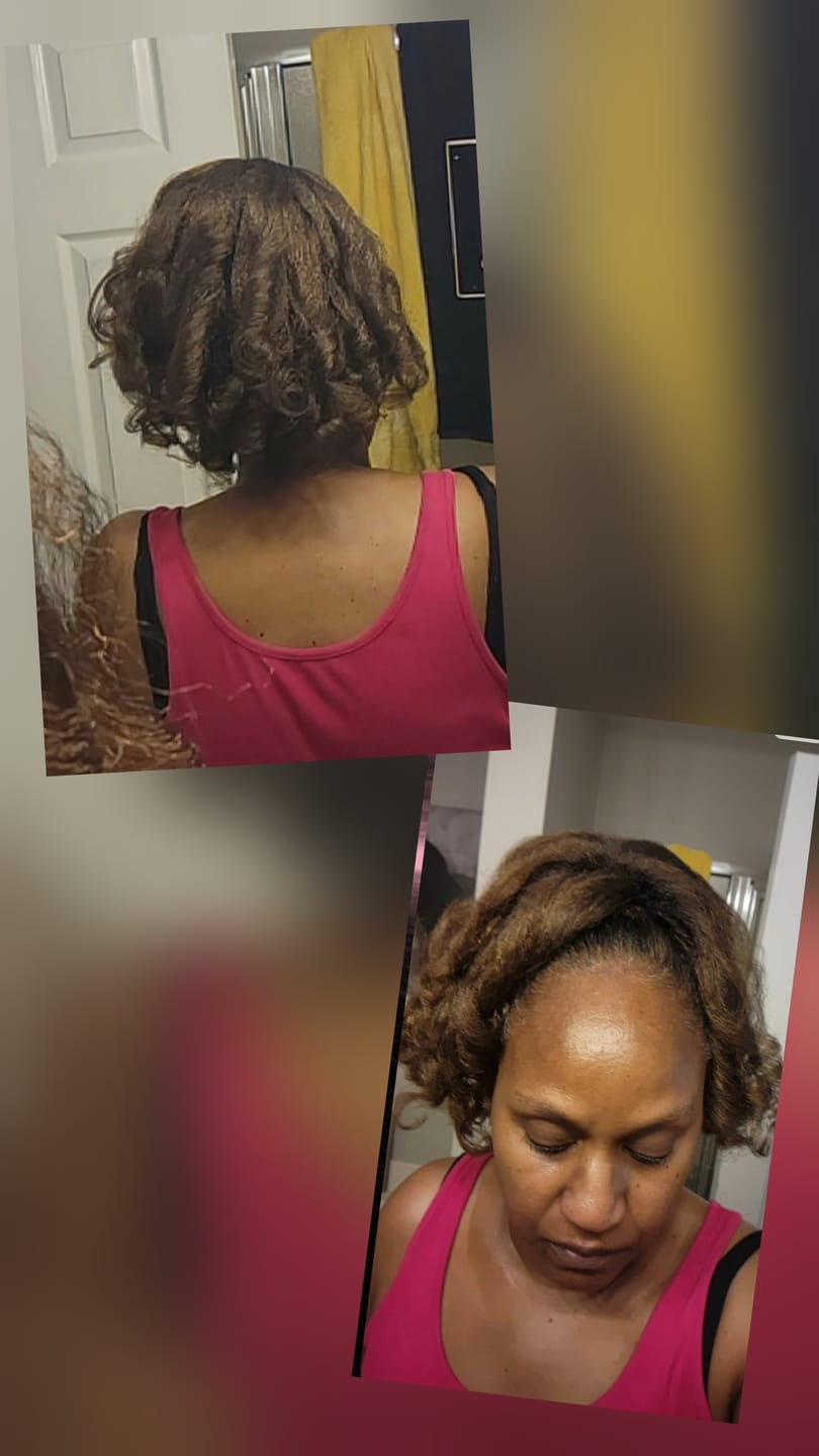 Customer photo review of Outre Pretty Quick Drawstring Ponytail - KINKY CURLY 12"
