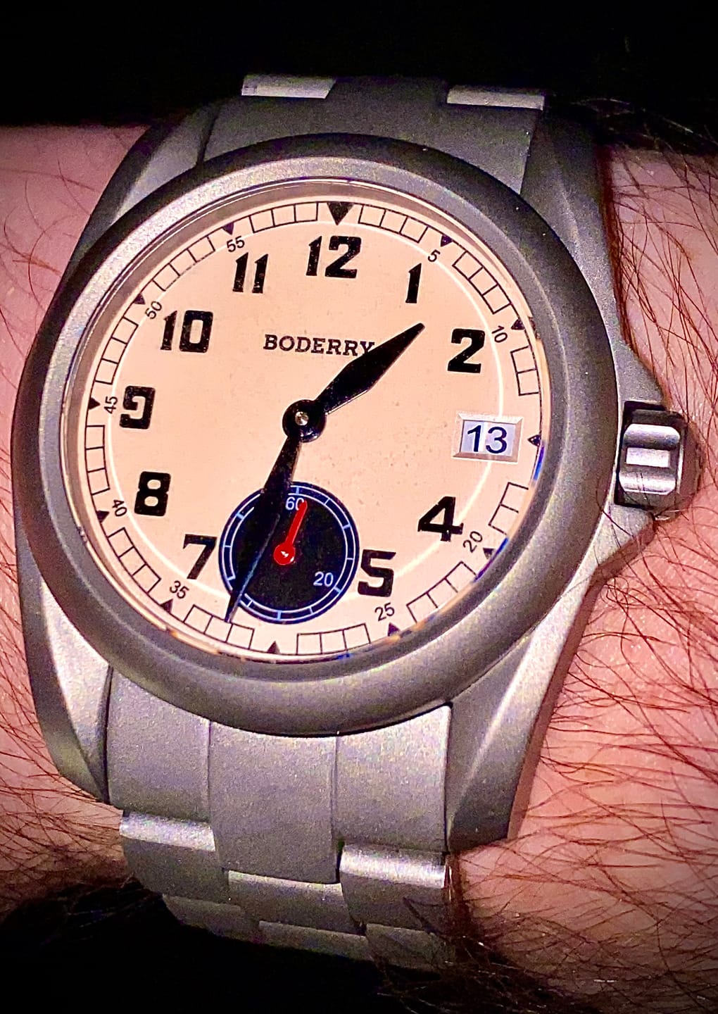 Customer photo review of VOYAGER S72 – 72-Hour Power Reserve Titanium Automatic Field Watch, 100M Water Resistant | Cream