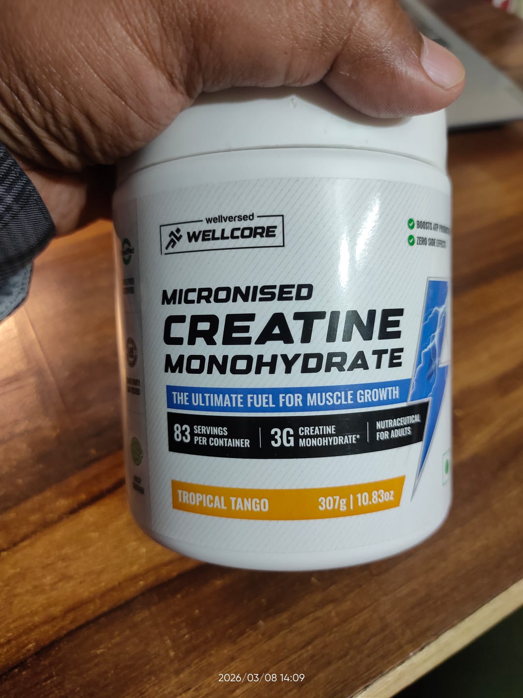 Customer photo review of Wellcore - Micronised Creatine Monohydrate (83 Servings, Tropical Tango) + Premium Steel Shaker
