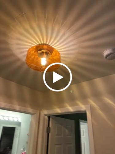 Customer video review of 1-Light Caramel Amber Ribbed Glass Round Semi Flush Mount