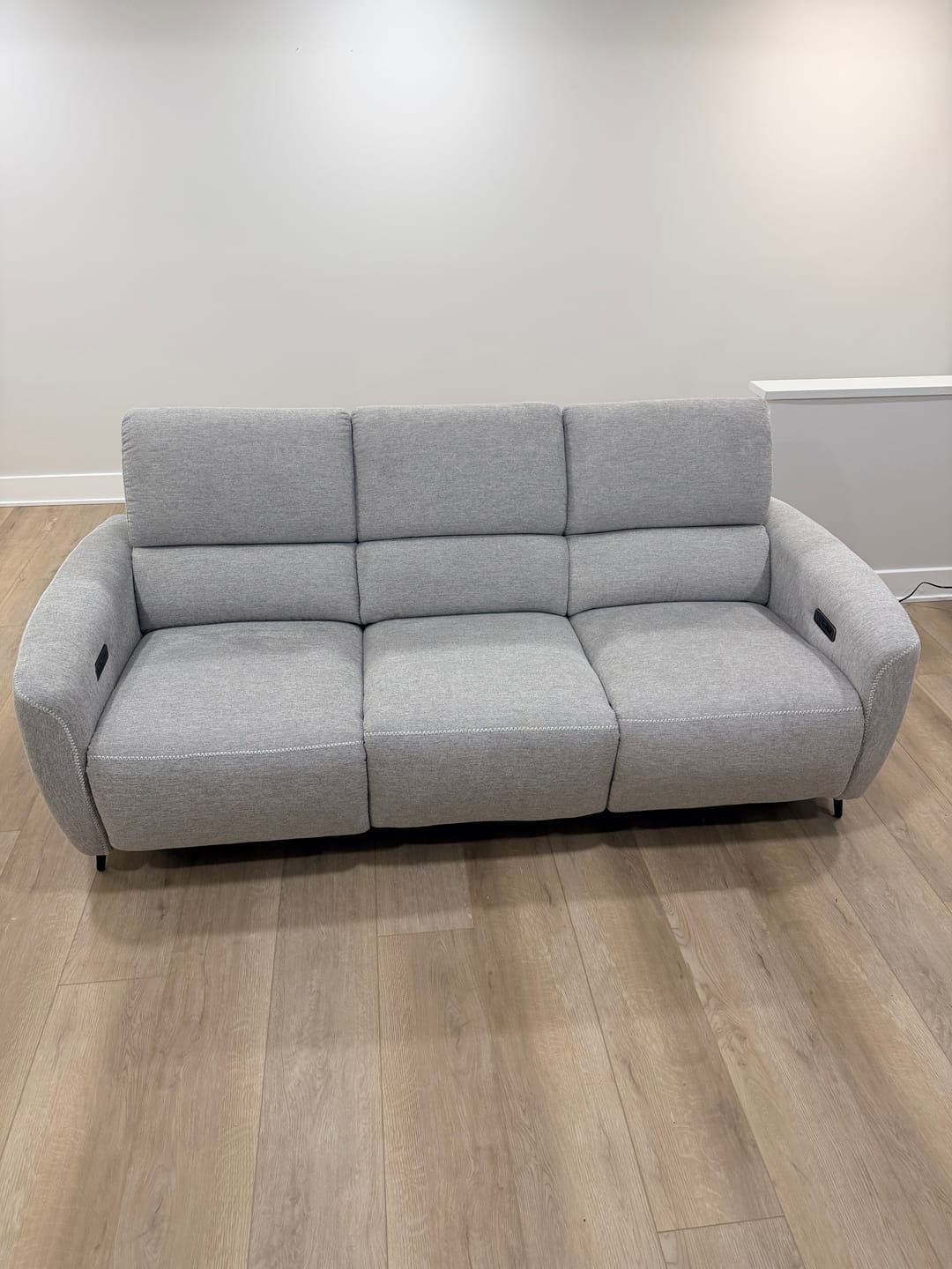 Customer photo review of AeroStretch Power Zero Wall Hugger Recliner Sofa with Drop Down Table Tray