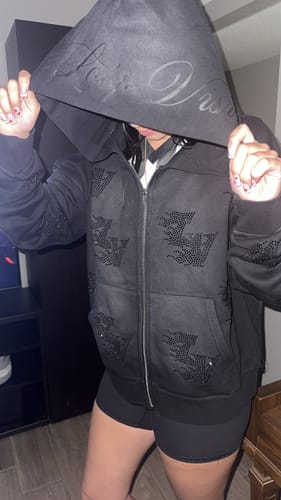 Customer photo review of RHINESTONE LOGO ZIPUP