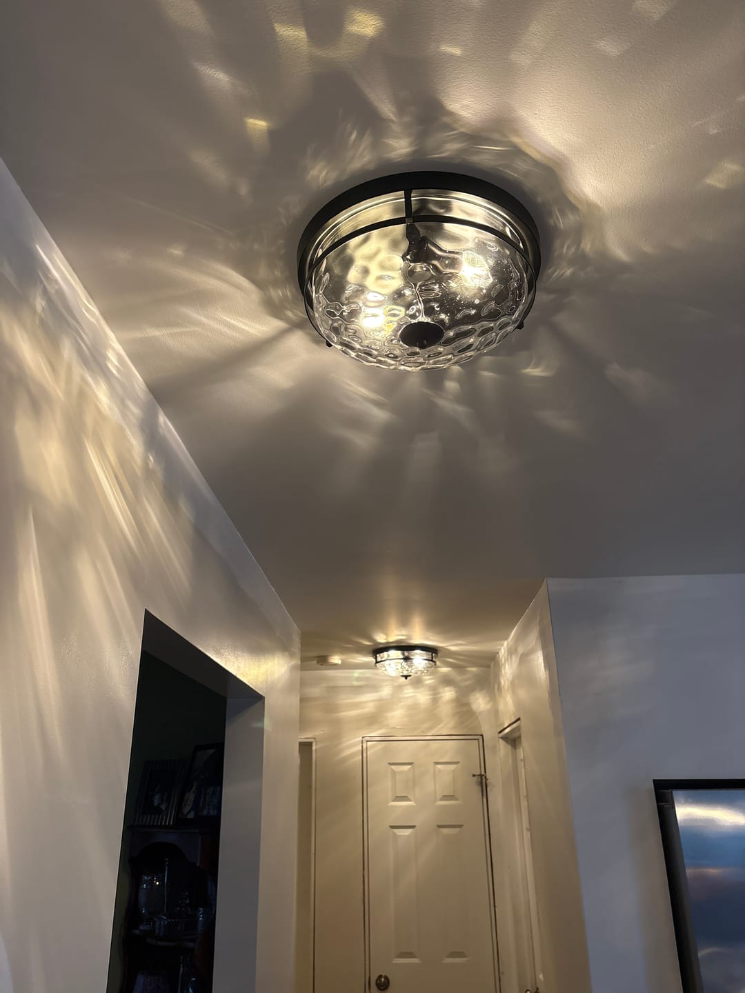 Customer photo review of 2-Light Water Glass Round Flush Mount Ceiling Light