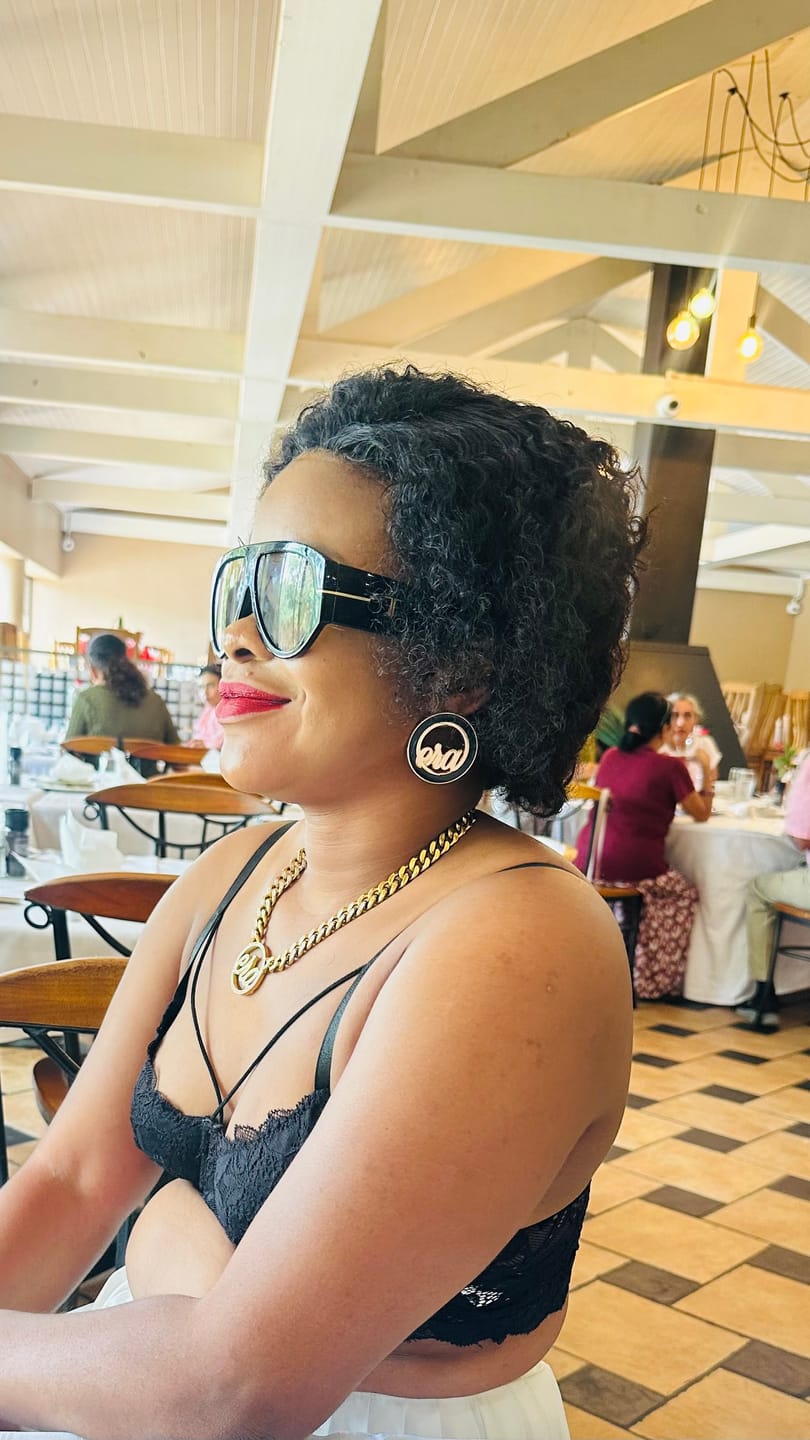 Customer photo review of Gold Era Halo Mini Drop Hoops ✨