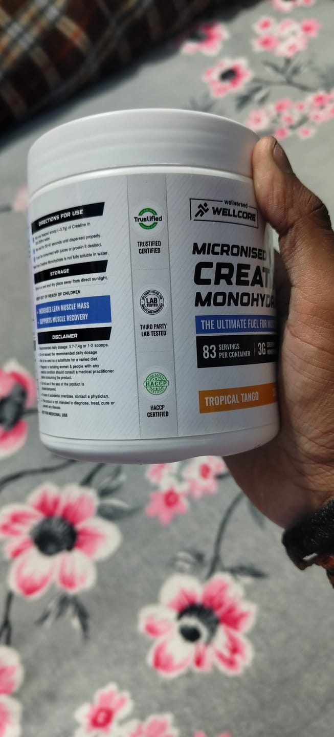 Customer photo review of Wellcore - Micronised Creatine Monohydrate (83 Servings, Tropical Tango) + Premium Steel Shaker