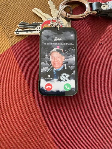 Customer photo review of The Call I Wish I Could Take Memorial Sympathy Gift Remembrance Keepsake Photo Personalized Acrylic Keychain