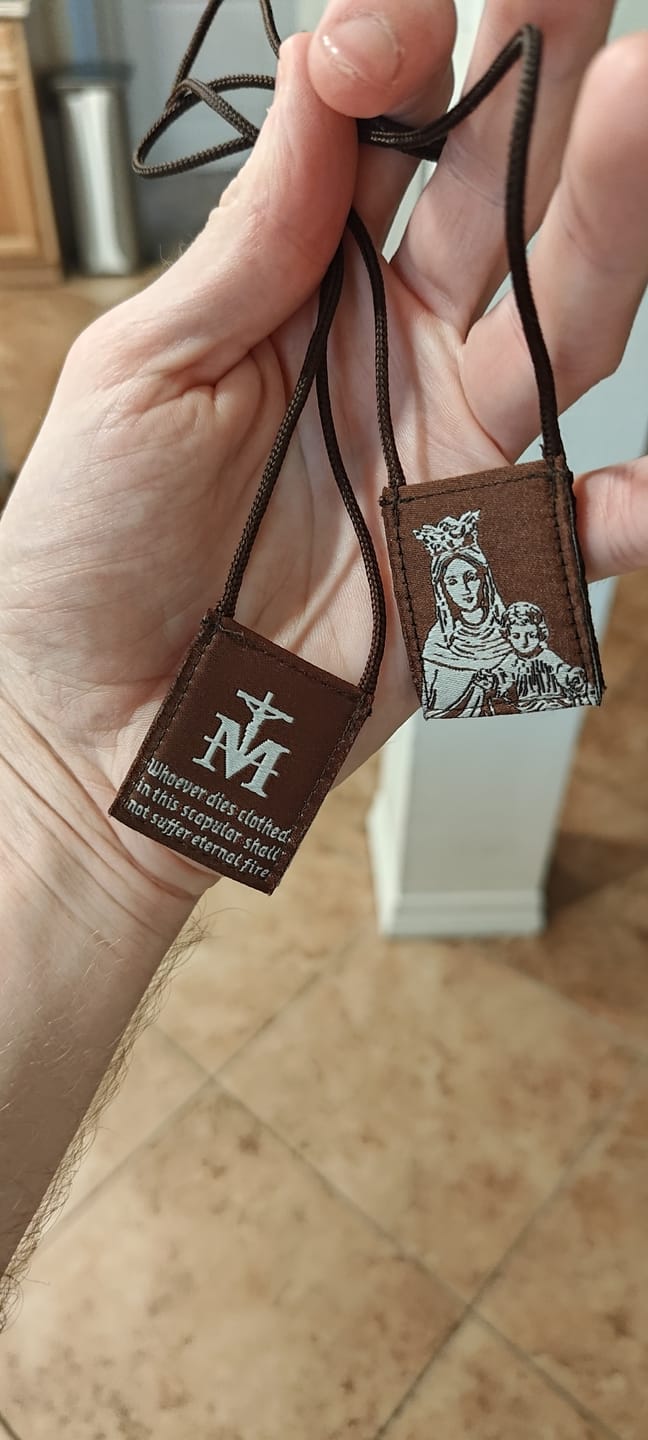Customer photo review of OLMC Promise | Our Lady of Mt. Carmel Premium Brown Scapular