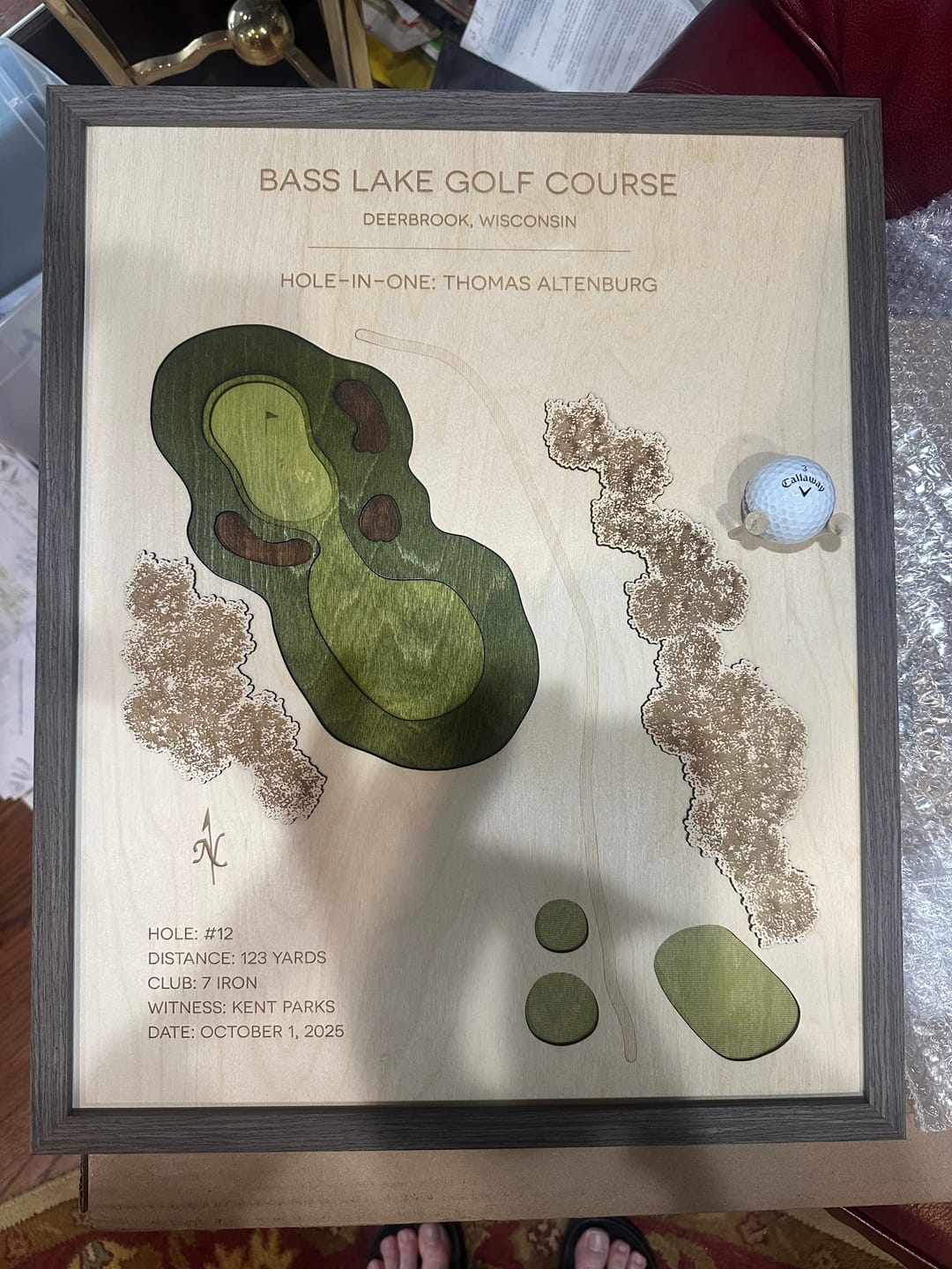 Customer photo review of Personalized Hole-in-One | Single Hole Golf Art