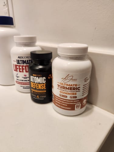 Customer photo review of Ultimate Turmeric Gummies With Ginger Root & Black Pepper (Peach Flavor) (60 Gummies) (60 Servings)