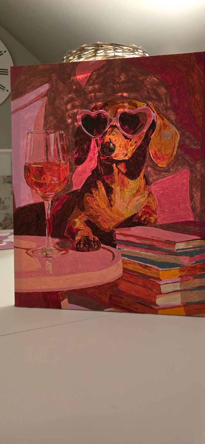 Customer photo review of Malen nach Zahlen - Dackel in Pink