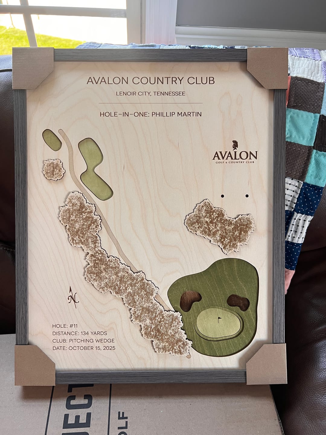 Customer photo review of Personalized Hole-in-One | Single Hole Golf Art