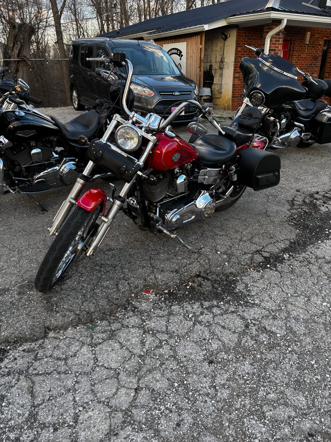 Customer photo review of 32L - Pantheon Large Hard Mount Shock Cutout Saddlebags for Harley Dyna Wide Glide FXDWG/I