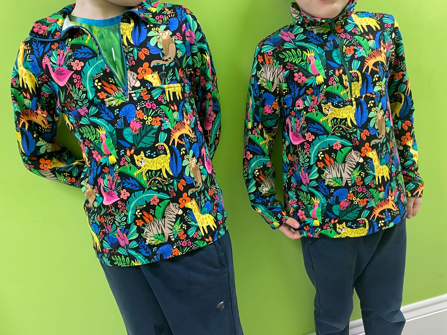 Customer photo review of Animal Jungle on Black French Terry Fabric