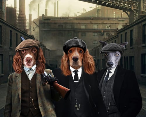 Customer photo review of The 3 Brothers (Peaky Blinders Inspired): Custom Pet Canvas