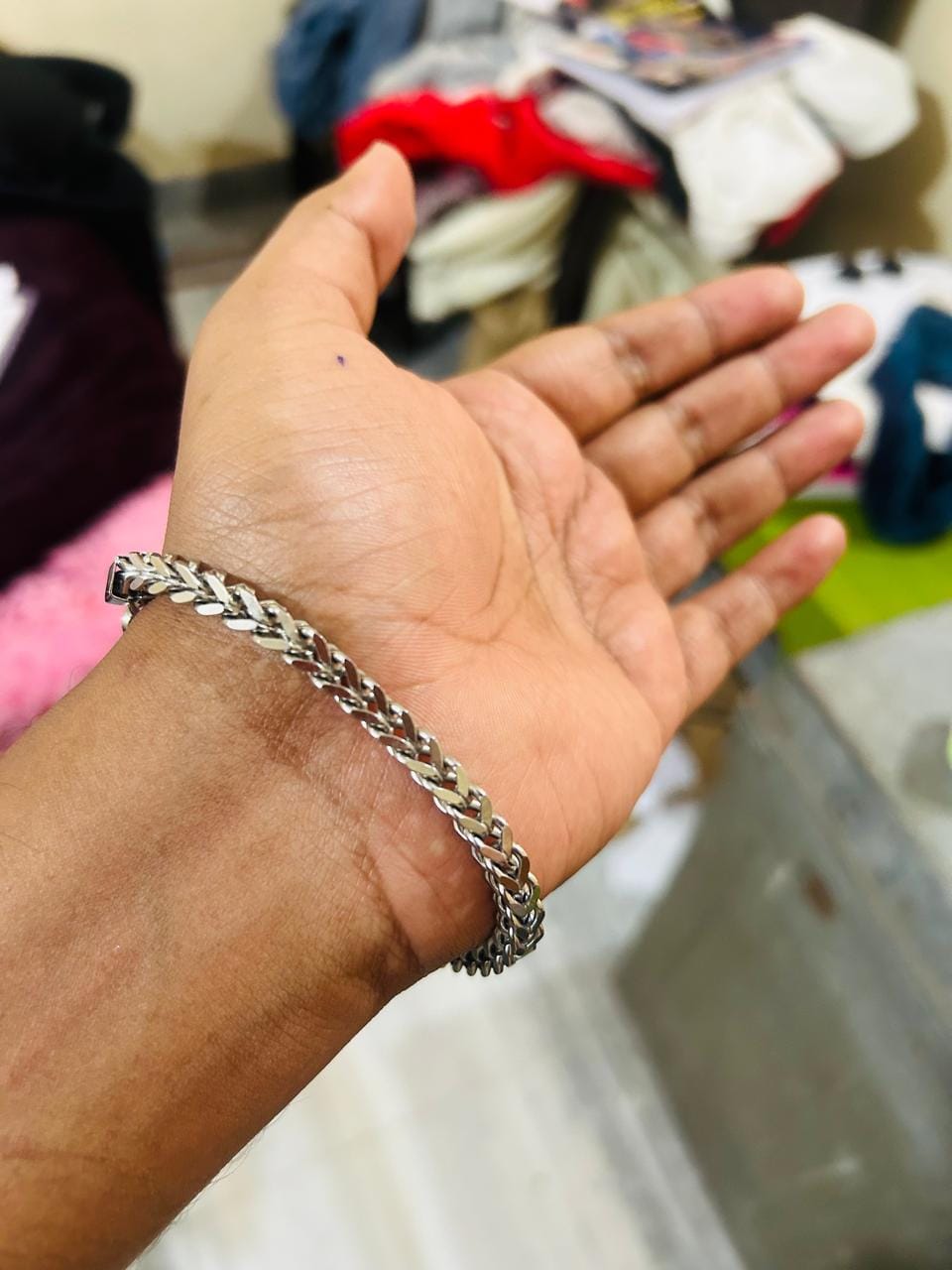 Customer photo review of Minimalist Silver Bracelet