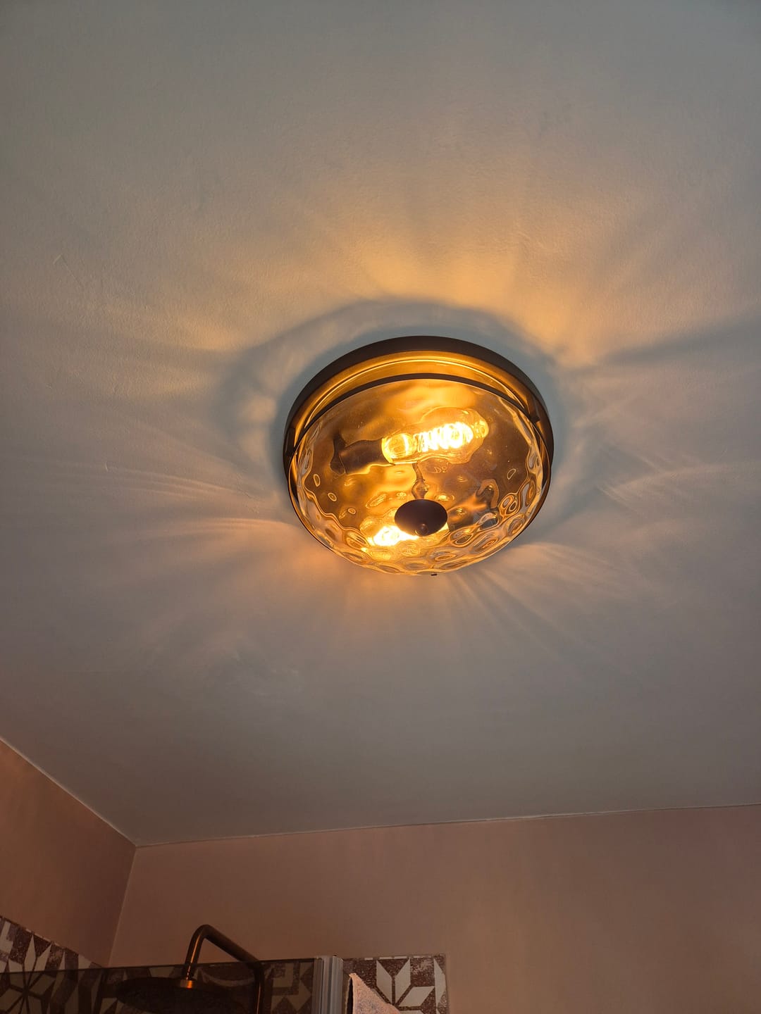 Customer photo review of 2-Light Modern Stone Ripple Glass Flush Mount Ceiling Light