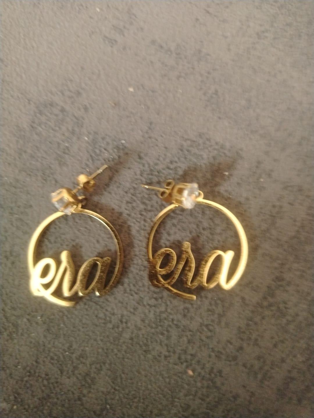 Customer photo review of Gold Era Halo Mini Drop Hoops ✨