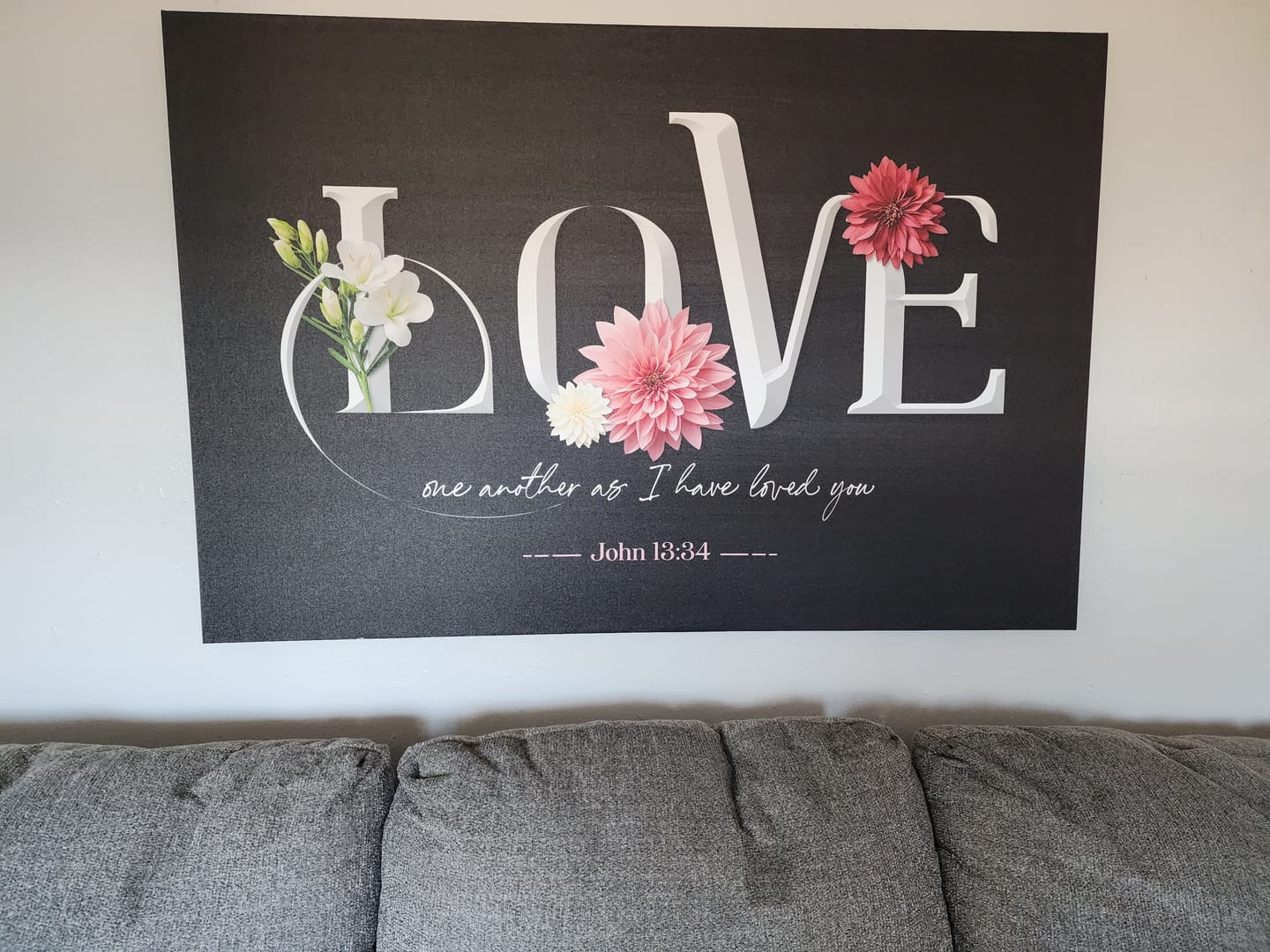 Customer photo review of Love One Another As I Have Loved You John 13:34 Wall Art Canvas