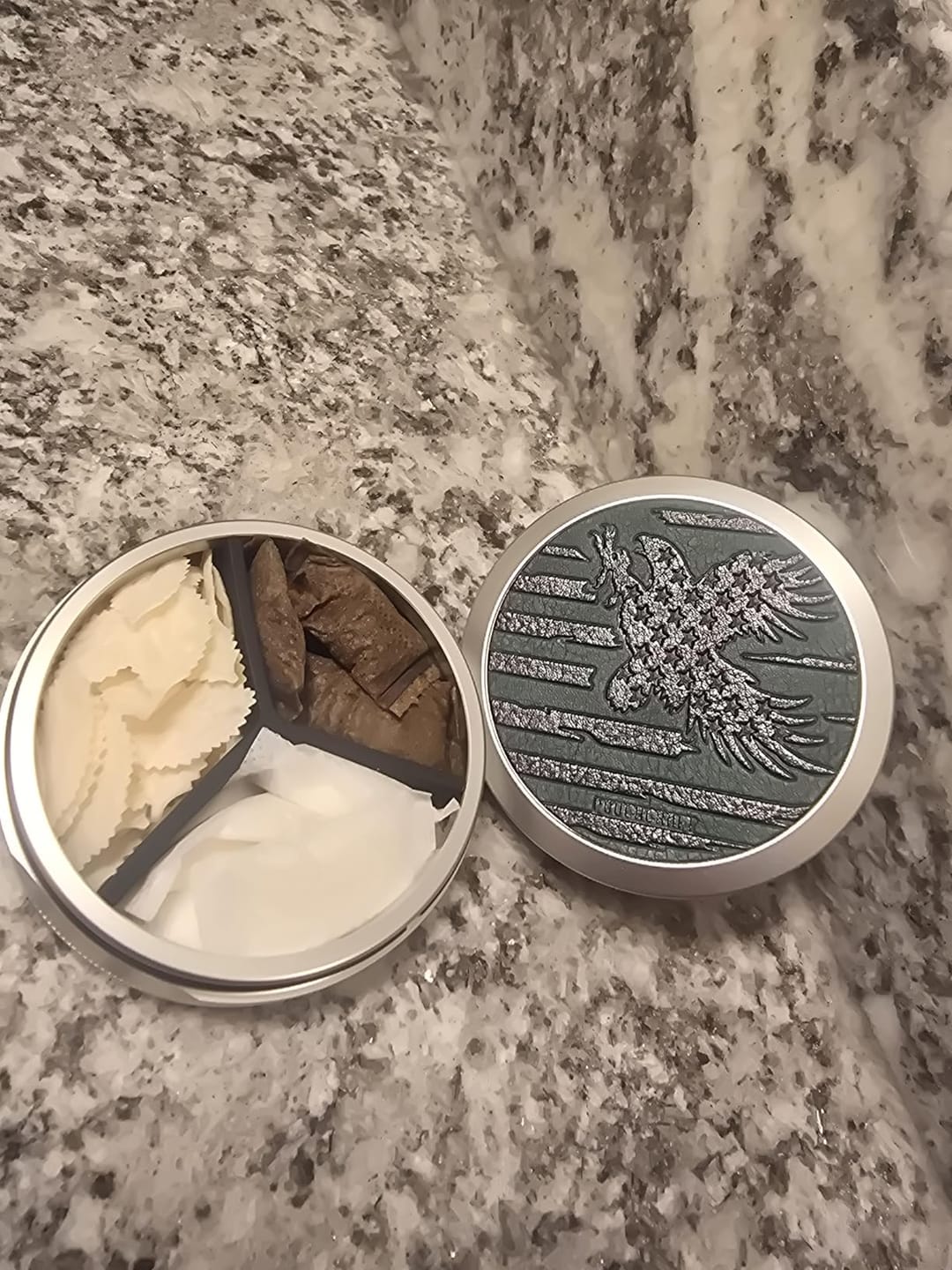 Customer photo review of The Gentlemen’s Can - Leather-Faced Insignia Edition