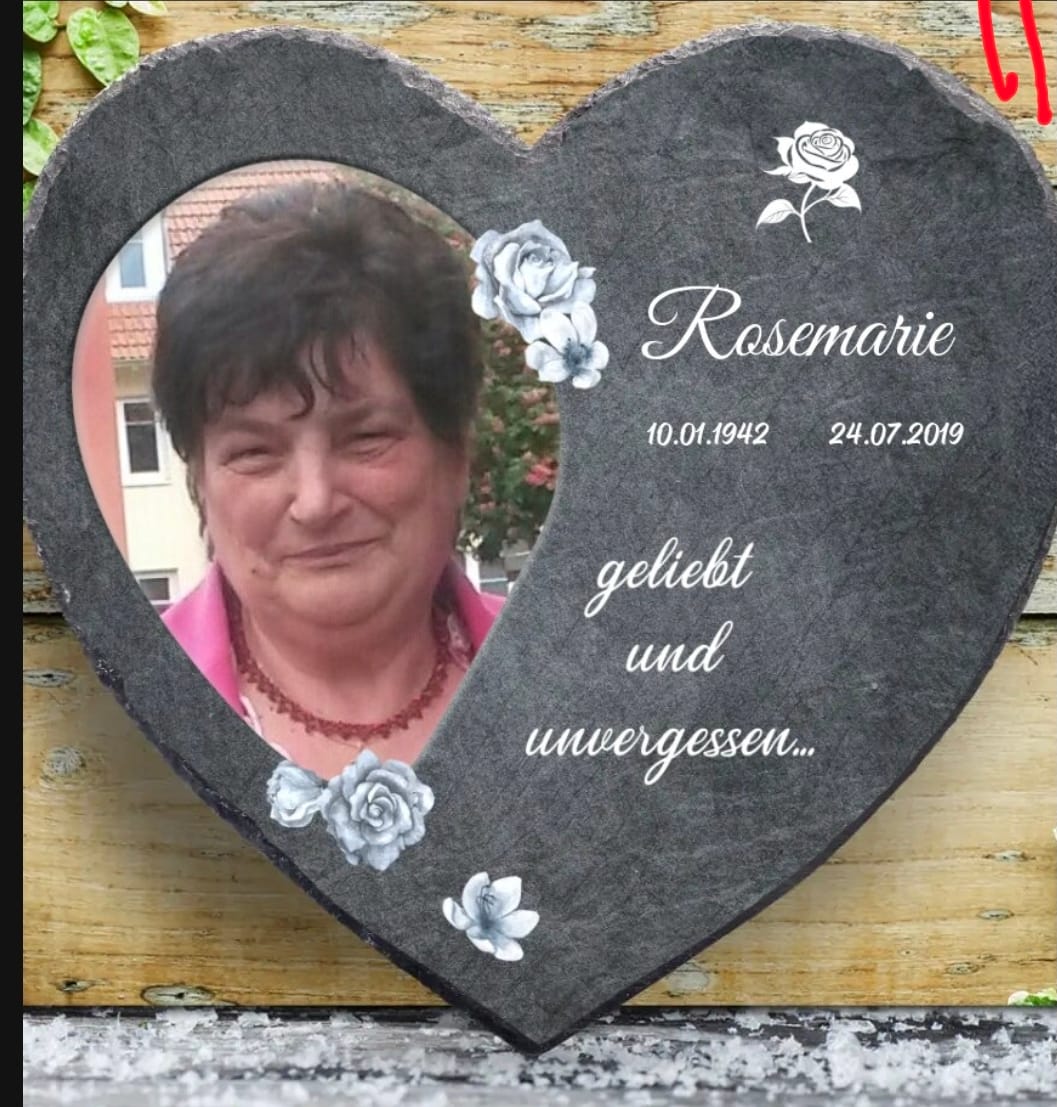 Customer photo review of Liebe hört nicht auf - Personalisiertes Schieferherz als Andenken an geliebte Verstorbene
