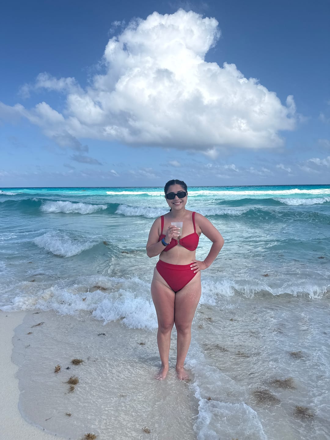 Customer photo review of CHLOE Scarlet Red High Rise Bikini Bottom