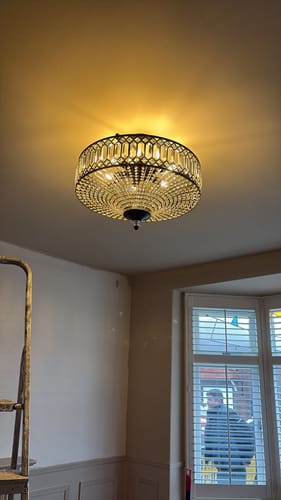 Customer photo review of Carved Crystal Drum Semi Flush Mount