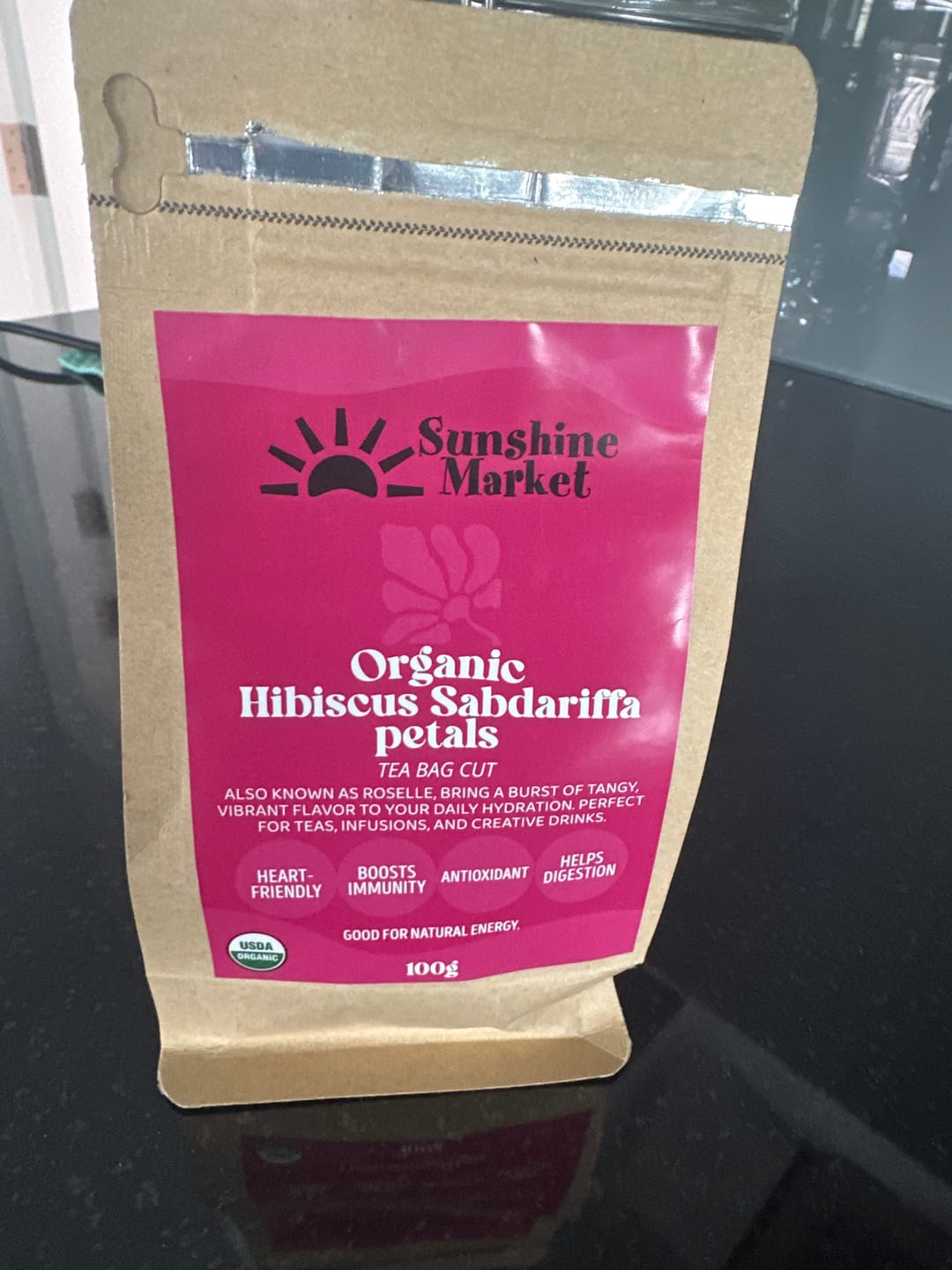 Customer photo review of .Sunshine Market Organic Hibiscus Sabdariffa Petals (100g)