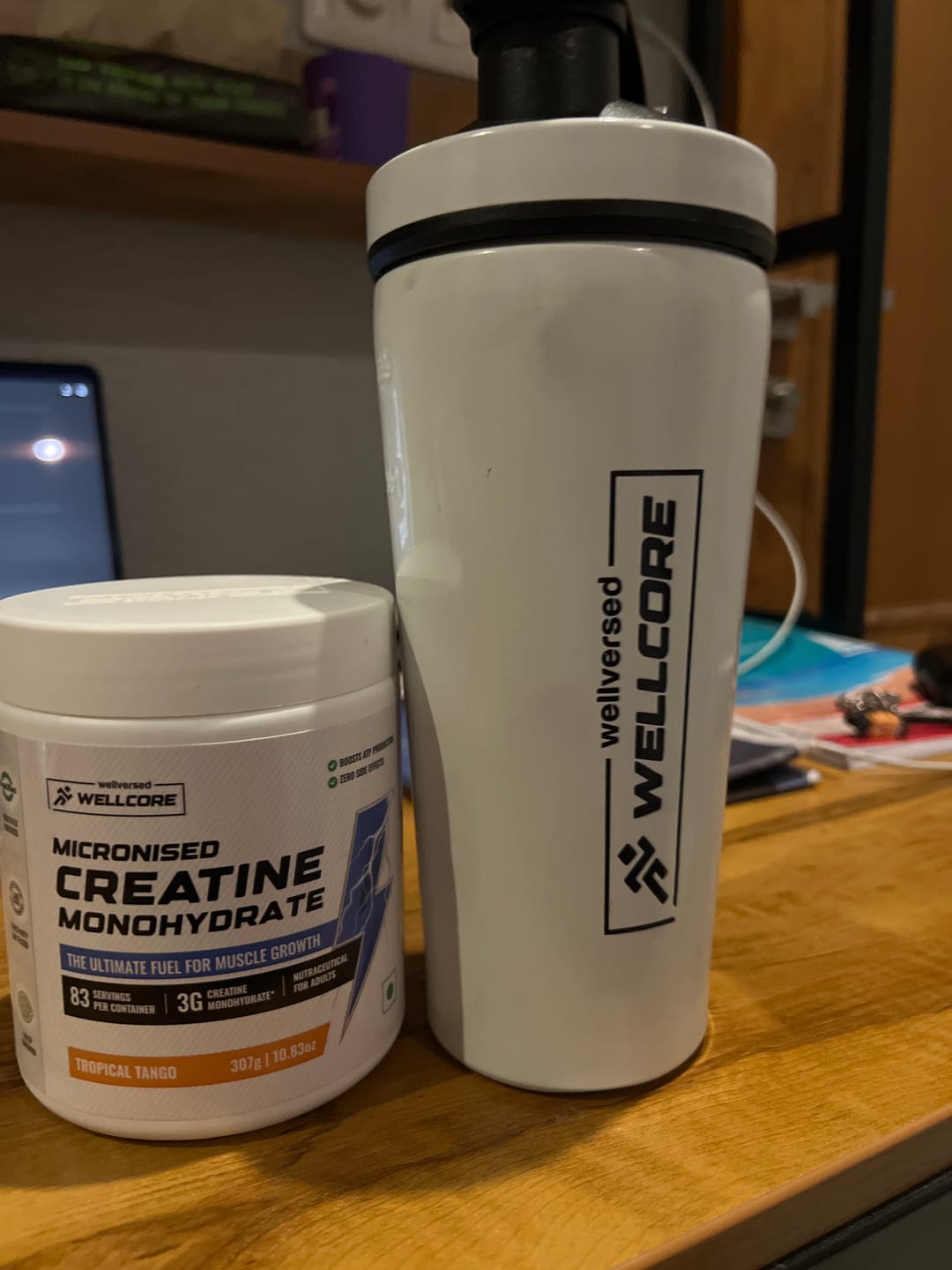 Customer photo review of Wellcore - Micronised Creatine Monohydrate (83 Servings, Tropical Tango) + Premium Steel Shaker