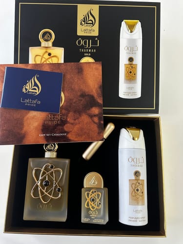 Customer photo review of CONJUNTO THARWAH GOLD LATTAFA - 100ML