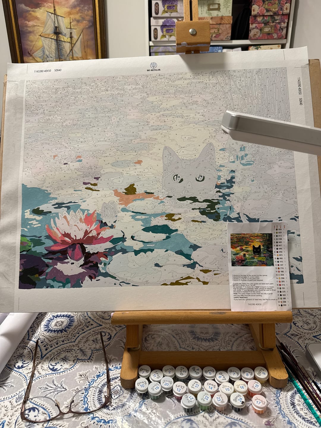 Customer photo review of A Water lilies cat | Paint by Number