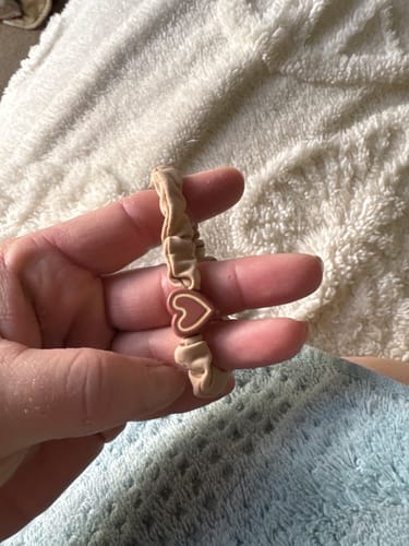 Customer photo review of Heart Ribbon Scrunchies - Light Coffee Hair Ties