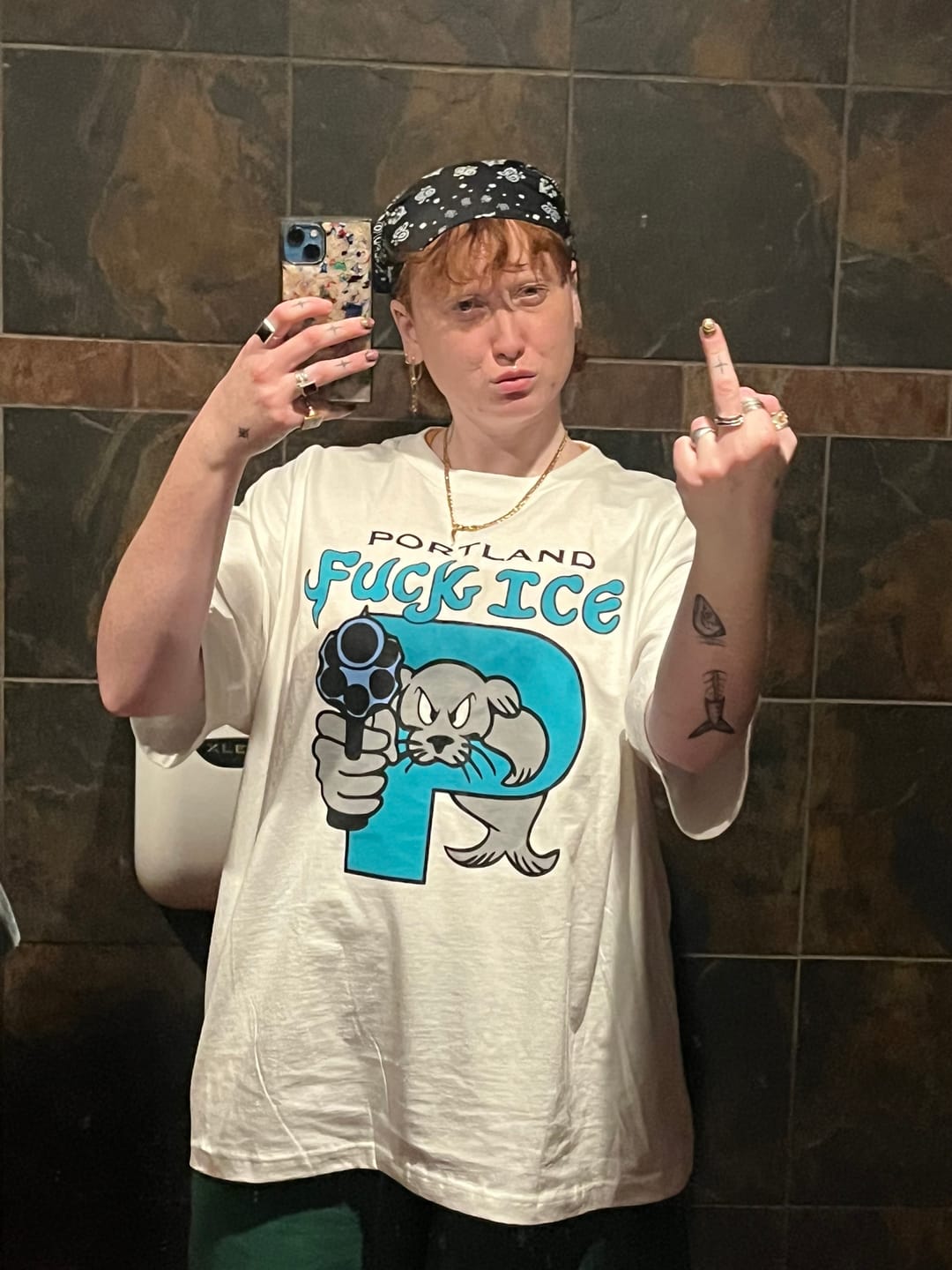 Customer photo review of PREORDER - FUCK ICE (White)