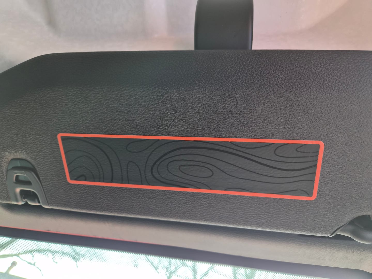 Customer photo review of Sun Visor Decal Set – Covers OEM Warning Labels | Driver + Passenger Pair