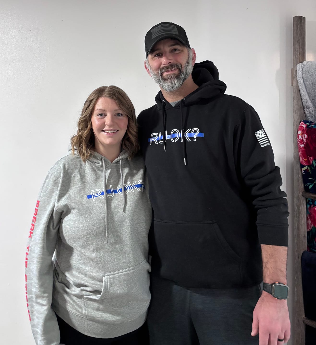 Customer photo review of Blue Line Stigma Breaking Hoodie- Heather Grey