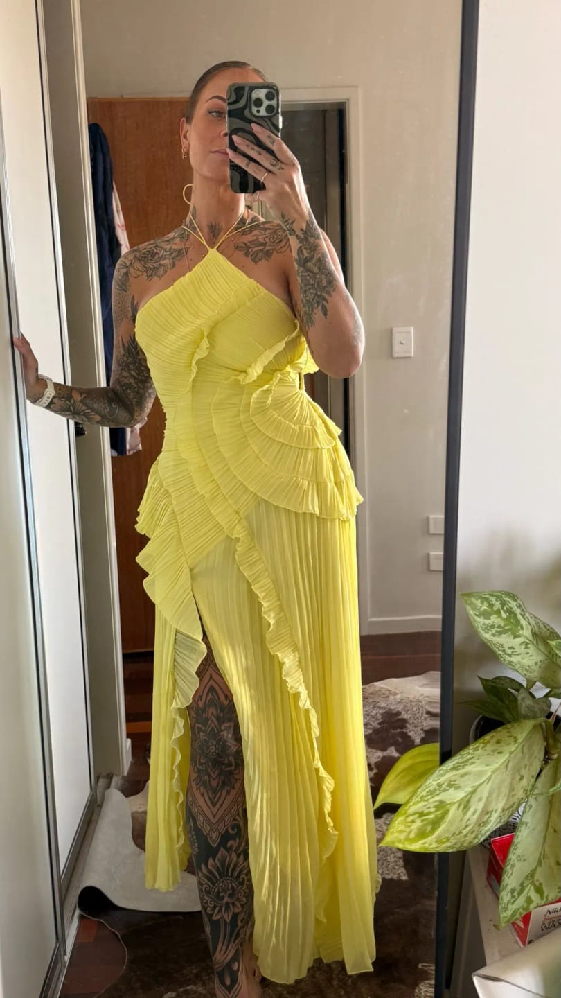 Customer photo review of Kris Halter Strap Ruffled Tule Dress