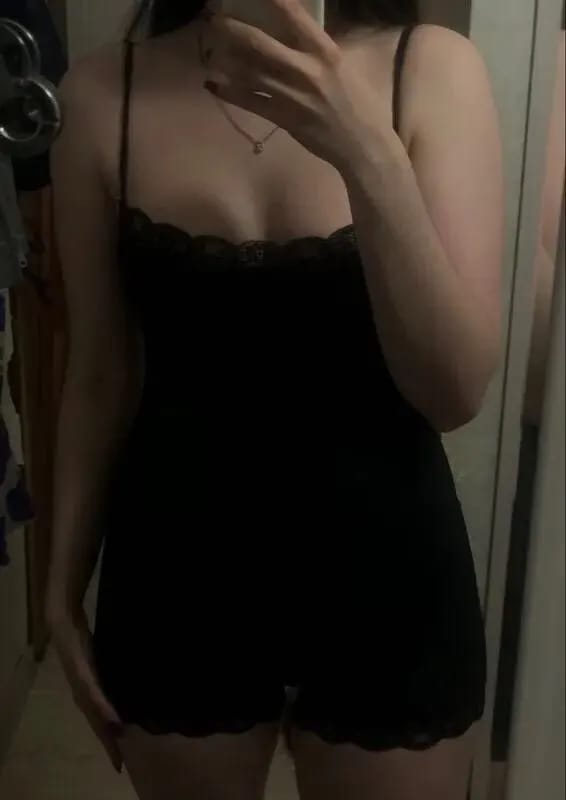 Customer photo review of Carmina Lace Trim Strap Romper