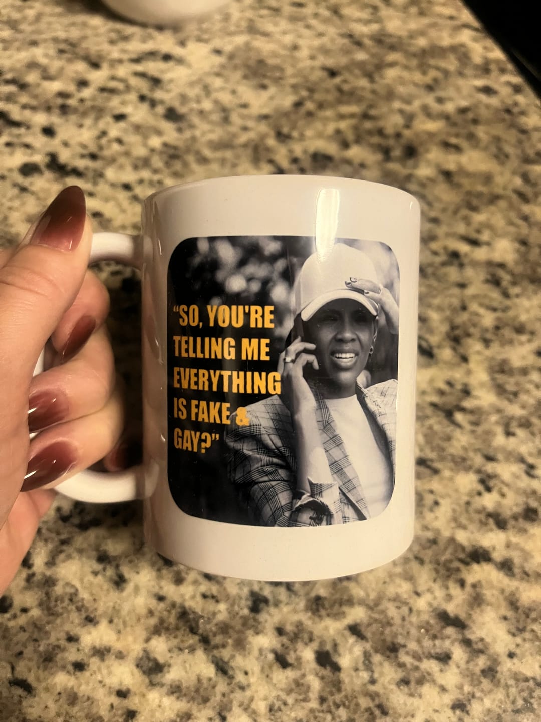 Customer photo review of Fake & Gay Mug