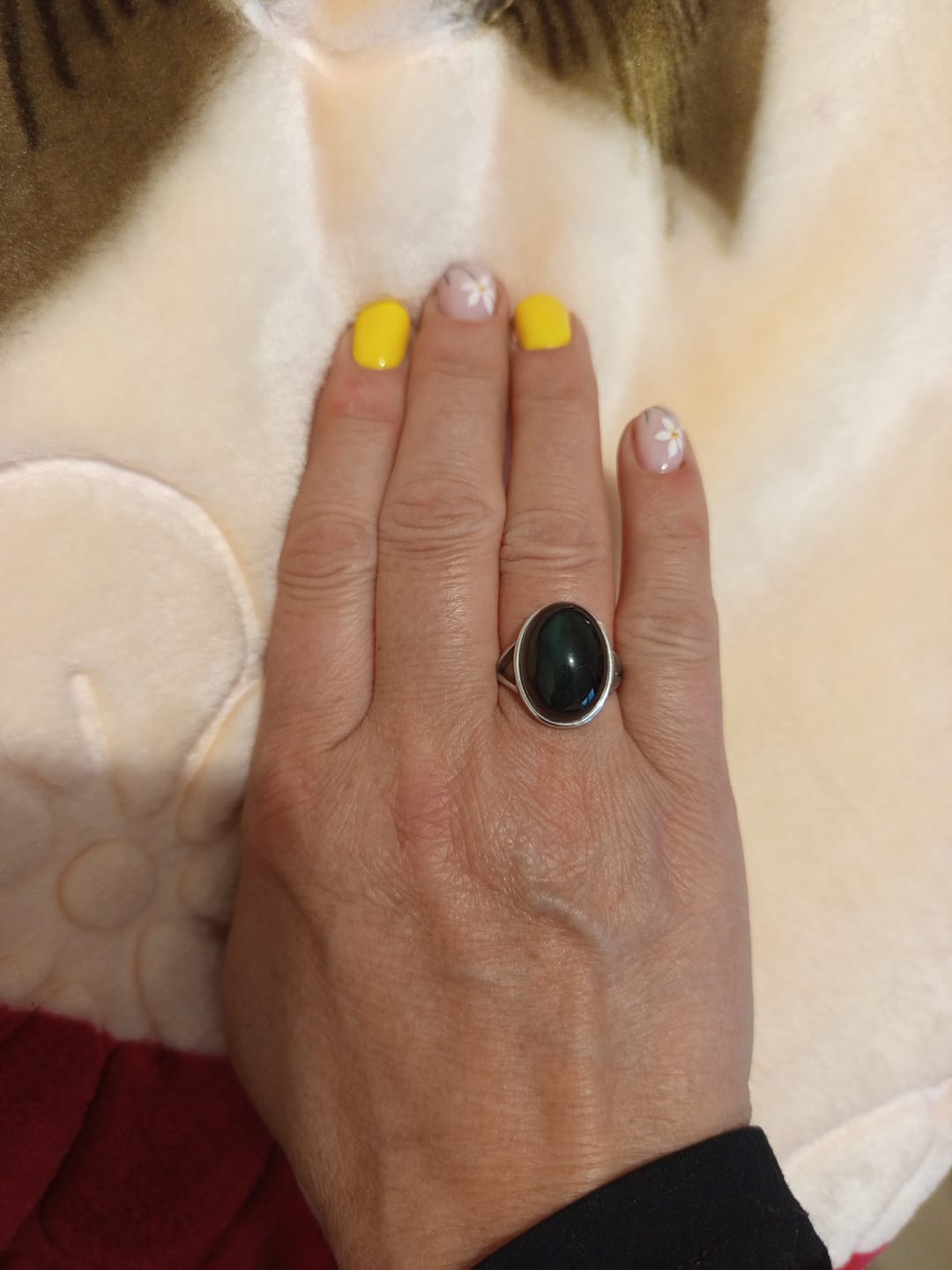 Customer photo review of Bague Ajustable "Guérison de L'Âme" en Obsidienne Œil Céleste & Argent