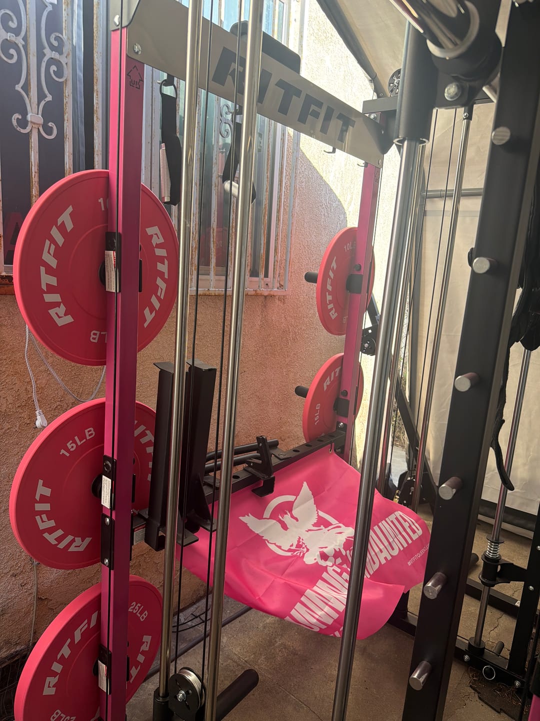 Customer photo review of RitFit Pink Weight Plates Olympic Bumper Plates Weight Plates Fit 2" Barbells