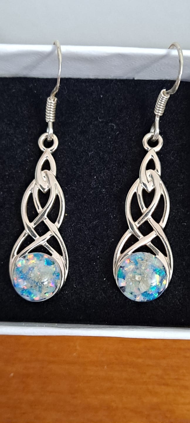 Customer photo review of Celtic Silver and Opal Earrings