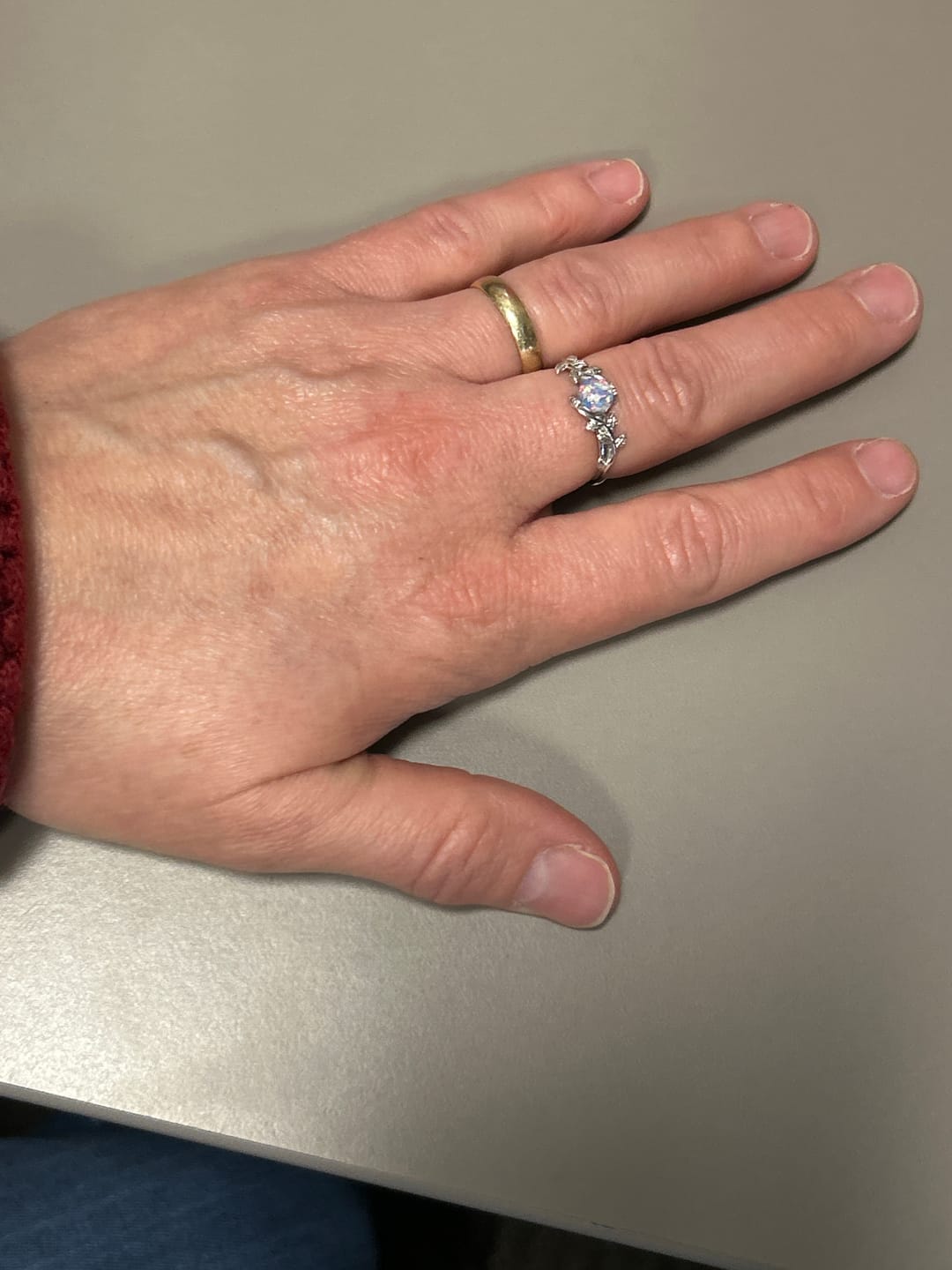 Customer photo review of Leaf Opal Cremation Ring